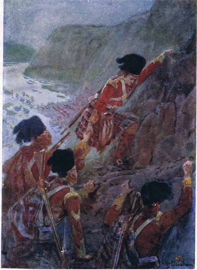 Wolfes Armee erklimmt die Klippen von Quebec 1759, ca. 1920 von Henry Sandham